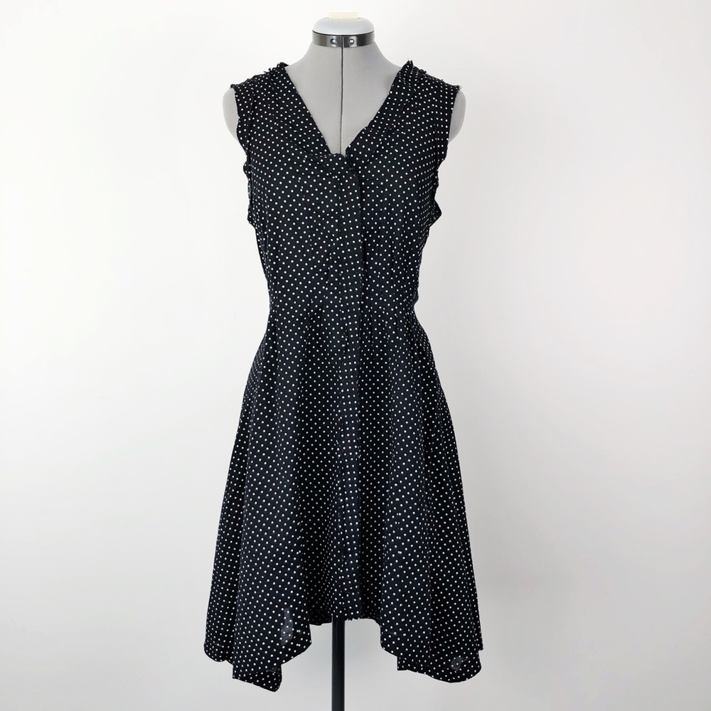 Sundance White Black Dancing Polka Dot Dress 10